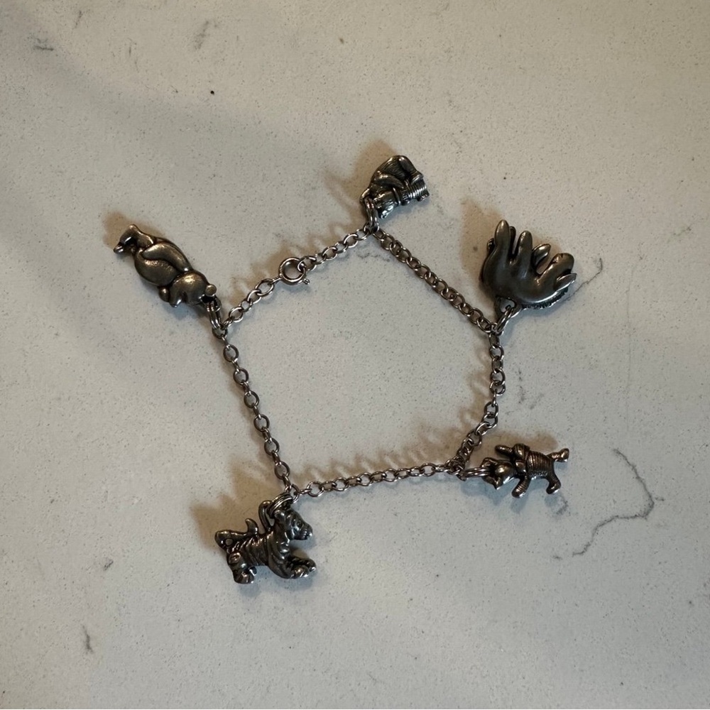 Classic 1993 Winnie Pooh Disney Pewter Charm Bracelet Danforth